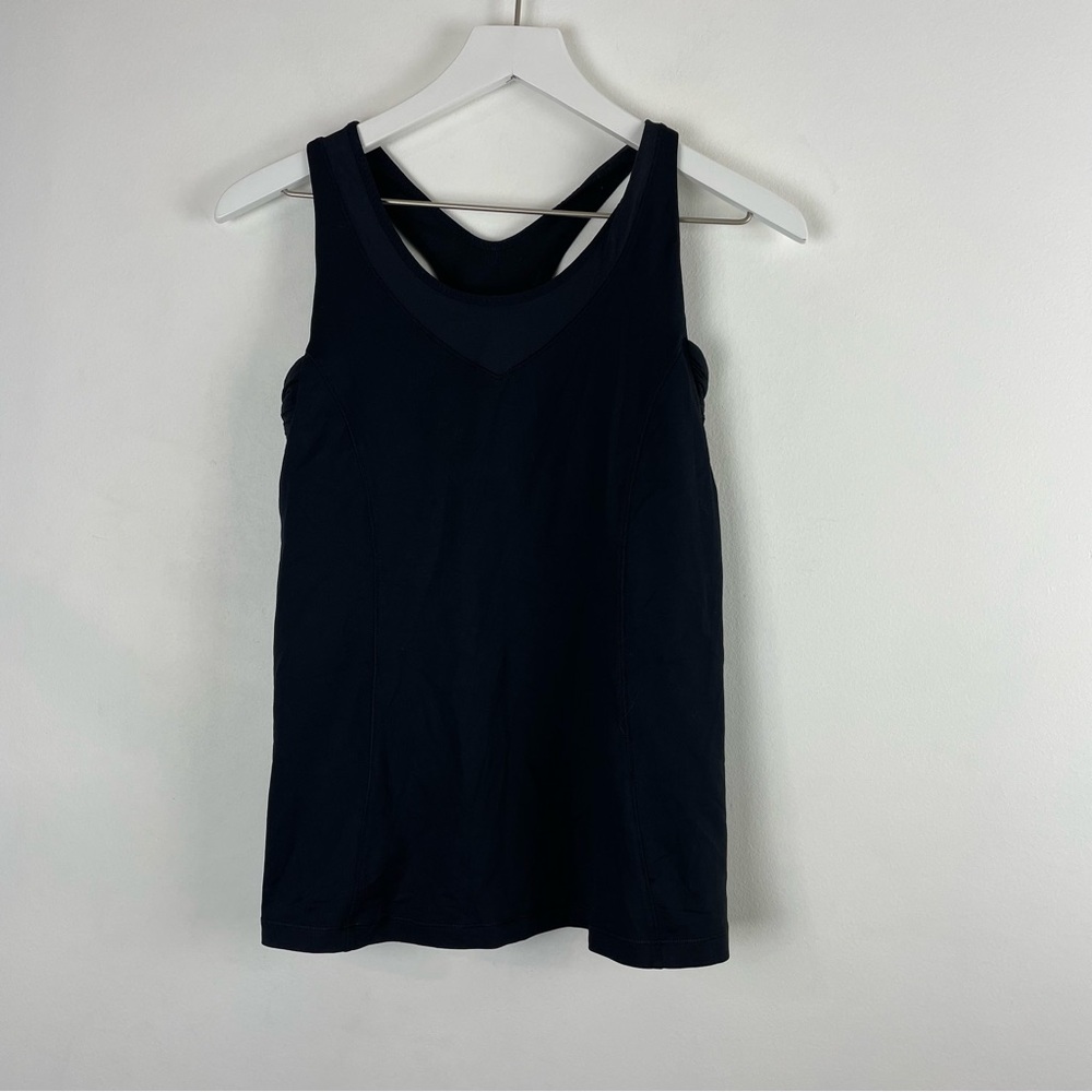 Lululemon Turbo Tank Black Ruched Racer Back Built in Bra Size 8